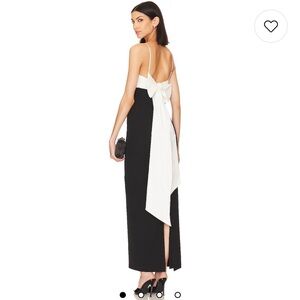 MAJORELLE Avori Black and White Strapless Maxi Gown